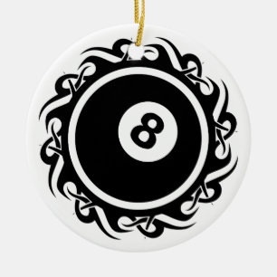 tribal eightball ceramic ornament