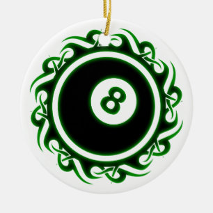 tribal eightball ceramic ornament