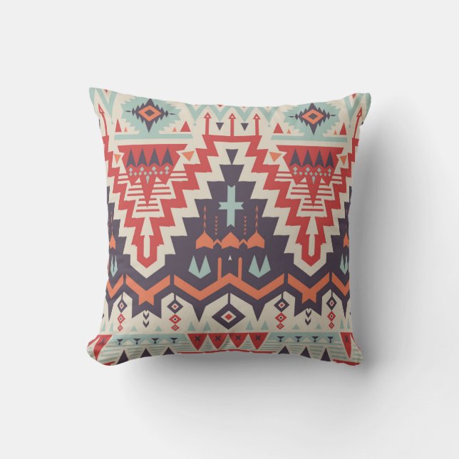 Tribal Elegance: Geometric Ethnic Print Cushion (Front)