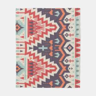 Tribal Elegance: Geometric Ethnic Print Fleece Blanket