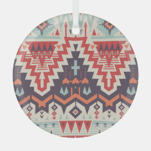 Tribal Elegance: Geometric Ethnic Print Glass Tree Decoration