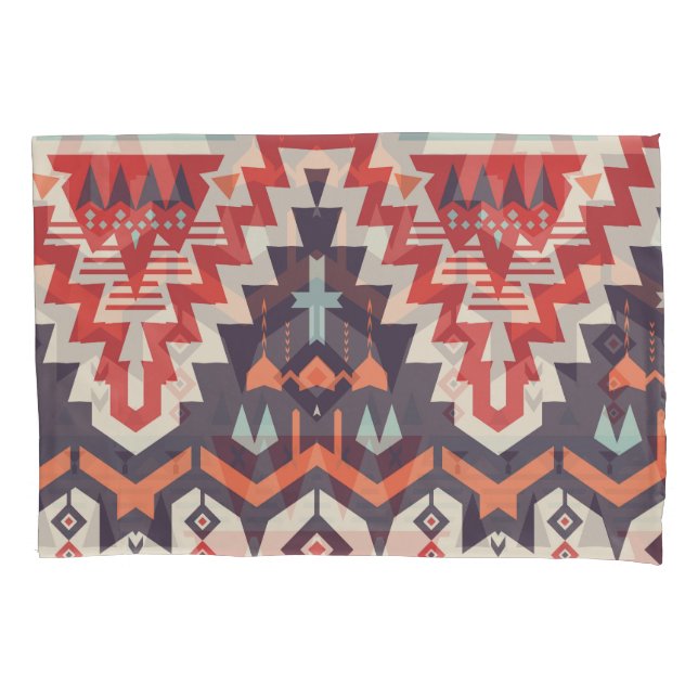 Tribal Elegance: Geometric Ethnic Print Pillowcase (Front)