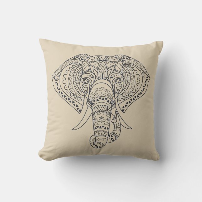 Tribal elephant African animal art Cushion (Front)