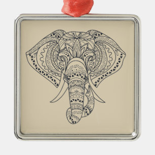 Tribal elephant African animal art Metal Ornament