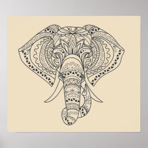 Tribal elephant African animal art Poster