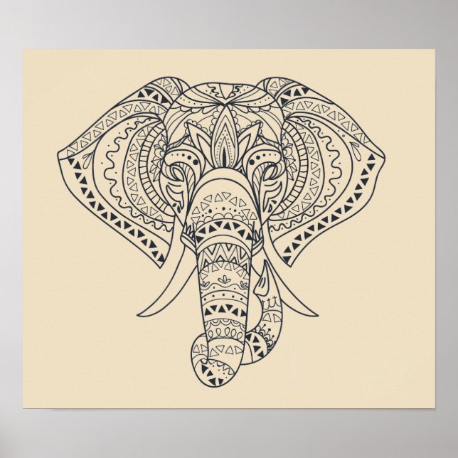 Tribal elephant African animal art Poster (Front)