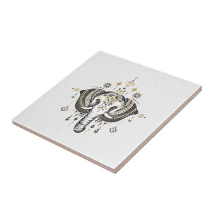 Tribal elephant head illustration business card sq ceramic tile