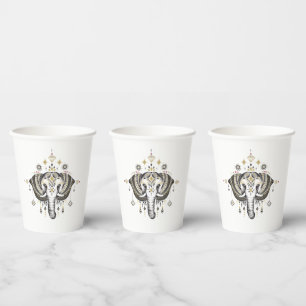 Tribal elephant head illustration paper cups