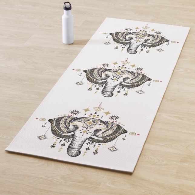 Tribal elephant illustration yoga mat (In Situ)
