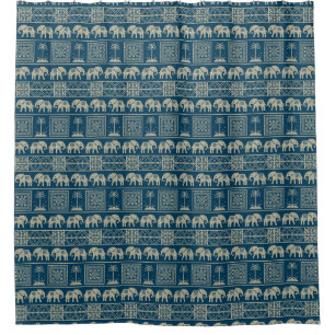 Tribal Elephant & Trees Shower Curtain