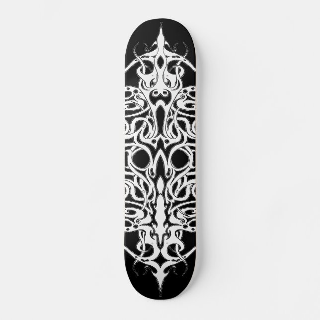 Tribal Empire Tattoo Black and White Skateboard (Front)
