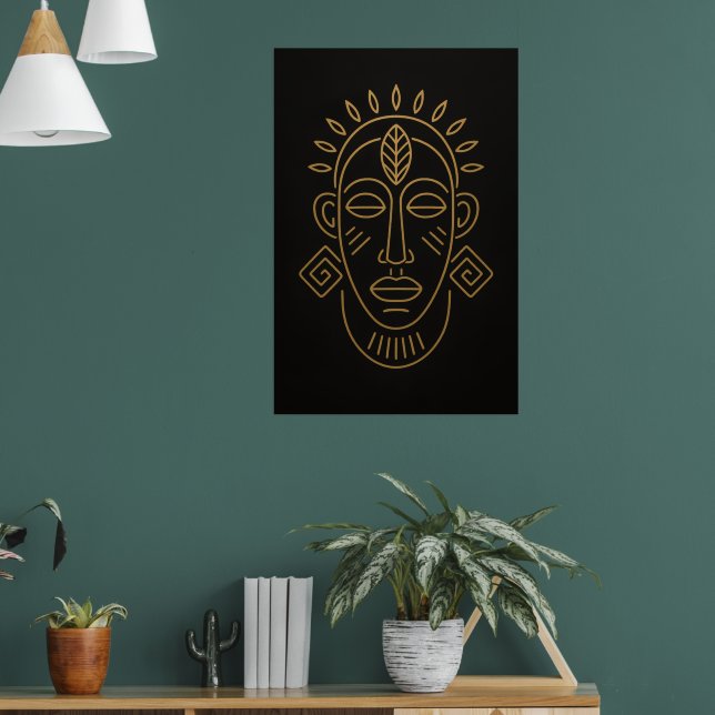 Tribal Essence | African Face Motif Art Print (Living Room 1)
