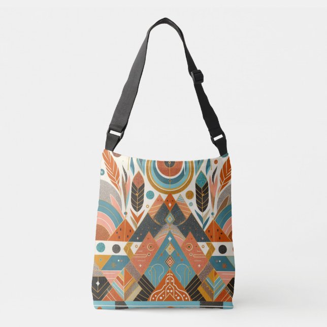 Tribal Ethnic African Pattern Earth Multicolors  Crossbody Bag (Front)