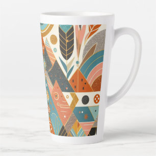 Tribal Ethnic African Pattern Earth Multicolors Latte Mug