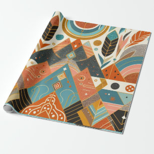 Tribal Ethnic African Pattern Earth Multicolors Wrapping Paper
