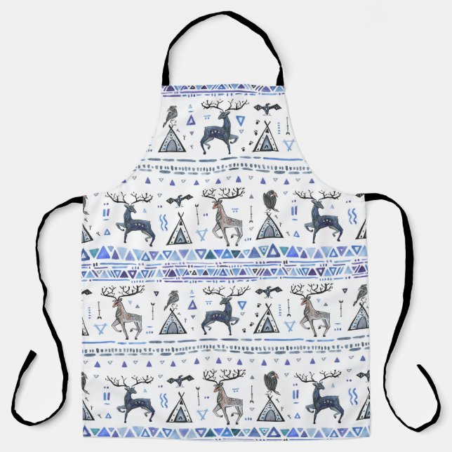 Tribal ethnic, animals dream catcher, seamless. apron (Front)