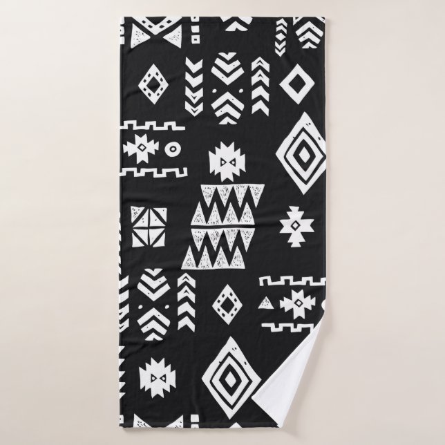 Tribal ethnic background. Stylish primitive geomet Bath Towel (Bath Towel)
