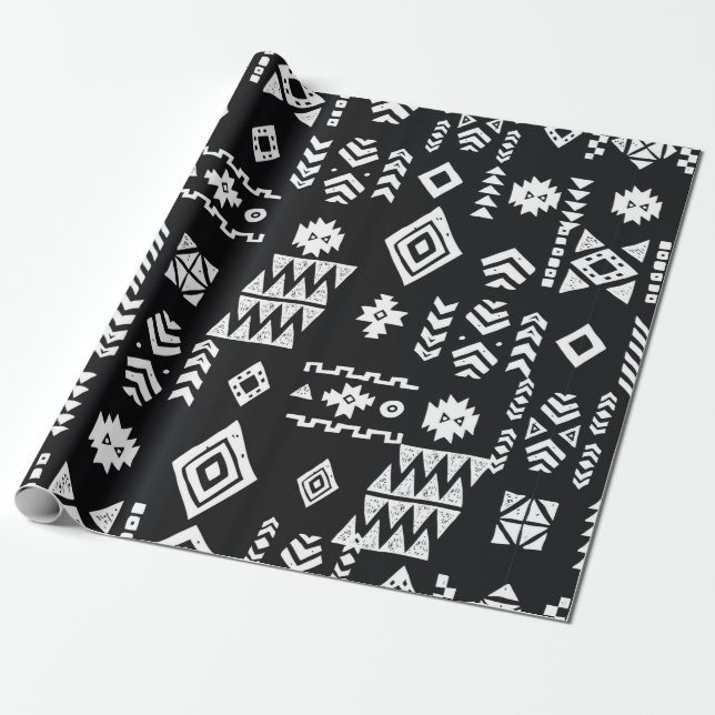 Tribal ethnic background. Stylish primitive geomet Wrapping Paper (Unrolled)