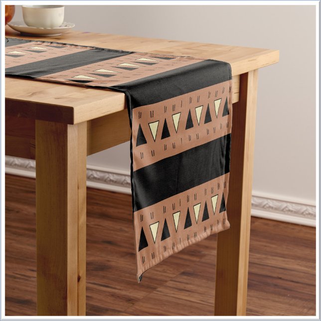 Tribal Ethnic Black and Brown Short Table Runner (Creator Uploaded)