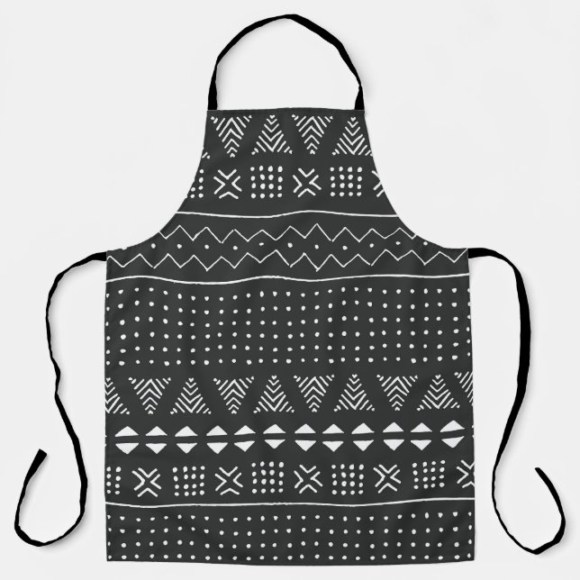 Tribal ethnic: black white pattern. apron (Front)