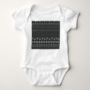 Tribal ethnic: black white pattern. baby bodysuit