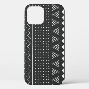 Tribal ethnic: black white pattern. iPhone 12 case