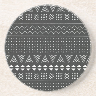 Tribal ethnic: black white pattern. coaster