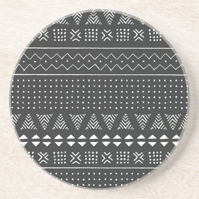 Tribal ethnic: black white pattern. coaster (Front)