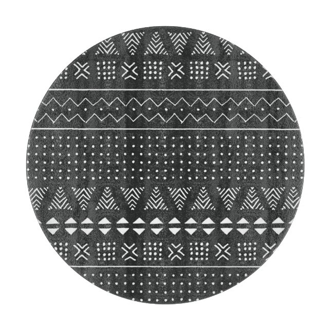 Tribal ethnic: black white pattern. cutting board (Front)