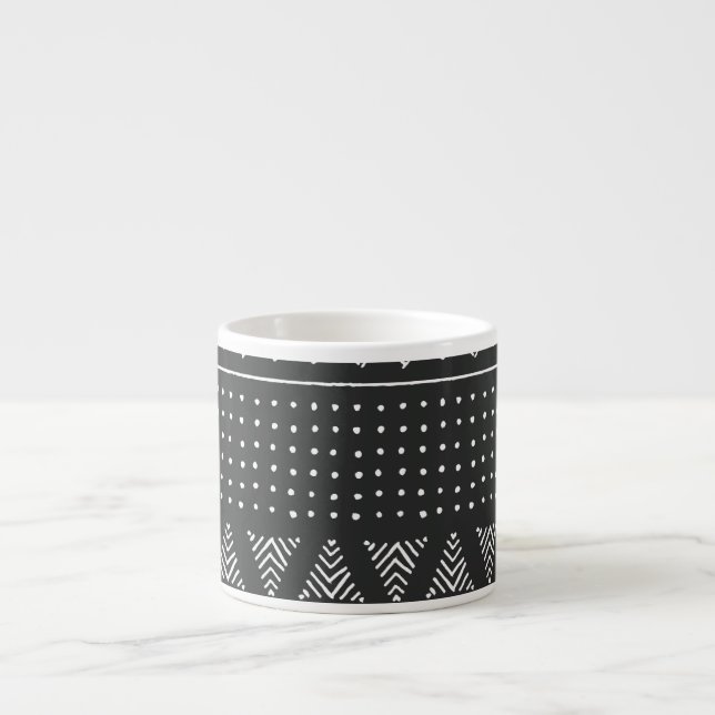 Tribal ethnic: black white pattern. espresso cup (Front)