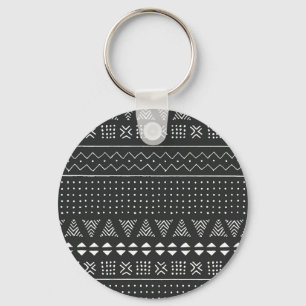 Tribal ethnic: black white pattern. key ring