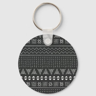 Tribal ethnic: black white pattern. key ring