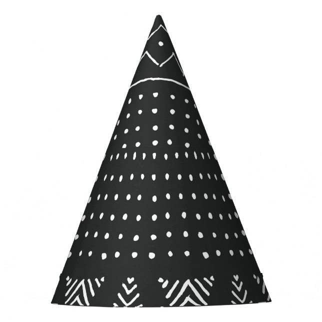 Tribal ethnic: black white pattern. party hat (Front)