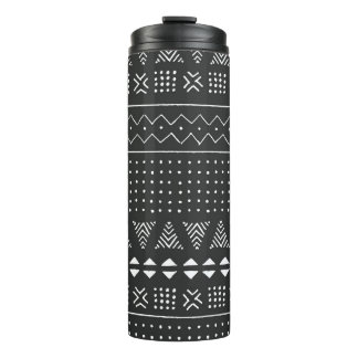 Tribal ethnic: black white pattern. thermal tumbler