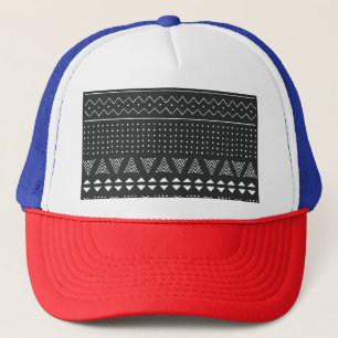 Tribal ethnic: black white pattern. trucker hat