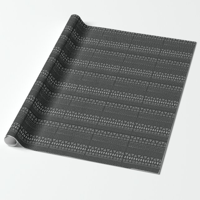 Tribal ethnic: black white pattern. wrapping paper (Unrolled)