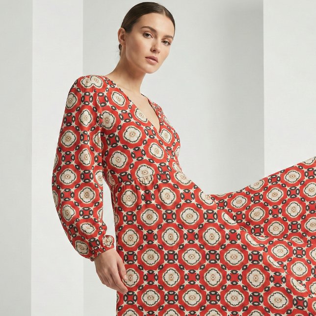 Tribal Ethnic Boho Chic Geometric Red Black Beige Fabric (Creator Uploaded)