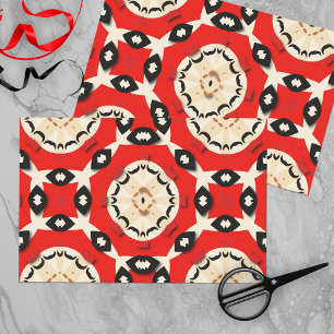 Tribal Ethnic Boho Chic Geometric Red Black Beige Tissue Paper