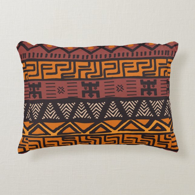 Tribal ethnic colourful bohemian pattern with geom decorative cushion (Front)
