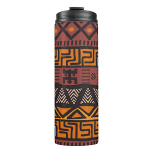 Tribal ethnic colourful bohemian pattern with geom thermal tumbler