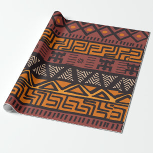 Tribal ethnic colourful bohemian pattern with geom wrapping paper