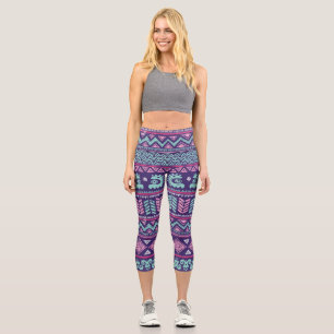 Tribal Ethnic: Colourful Seamless Pattern. Capri Leggings