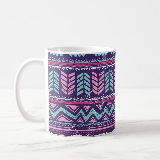 Tribal Ethnic: Colourful Seamless Pattern. Coffee Mug (Left)