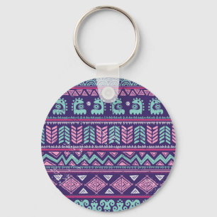 Tribal Ethnic: Colourful Seamless Pattern. Key Ring