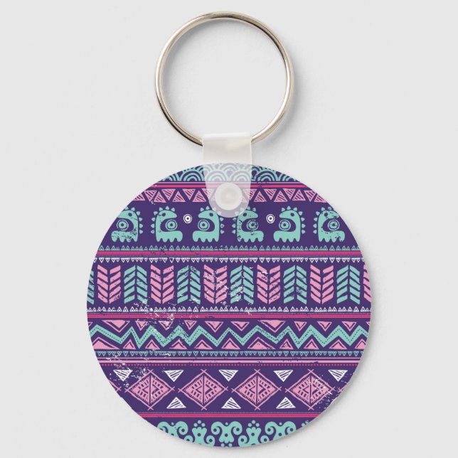 Tribal Ethnic: Colourful Seamless Pattern. Key Ring (Front)