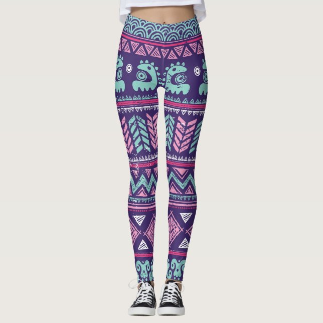 Tribal Ethnic: Colourful Seamless Pattern. Leggings (Front)
