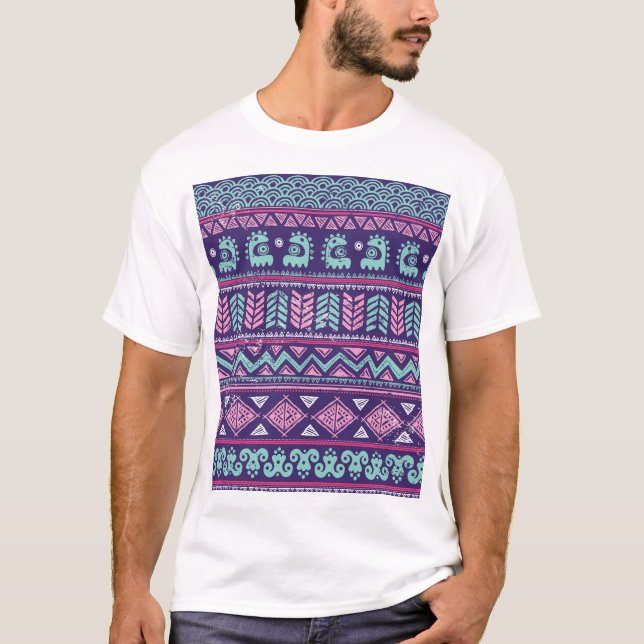 Tribal Ethnic: Colourful Seamless Pattern. T-Shirt (Front)