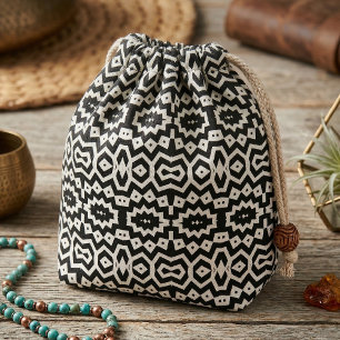 Tribal Ethnic Cool Black and White Geometric Fabric