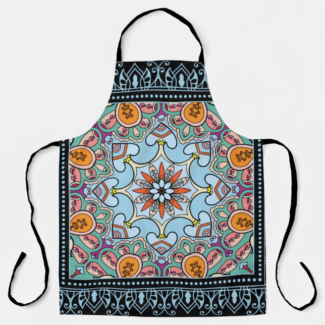 Tribal ethnic mandala seamless pattern apron (Front)