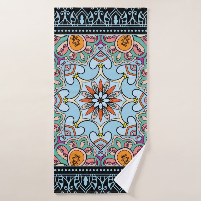 Tribal ethnic mandala seamless pattern bath towel (Bath Towel)